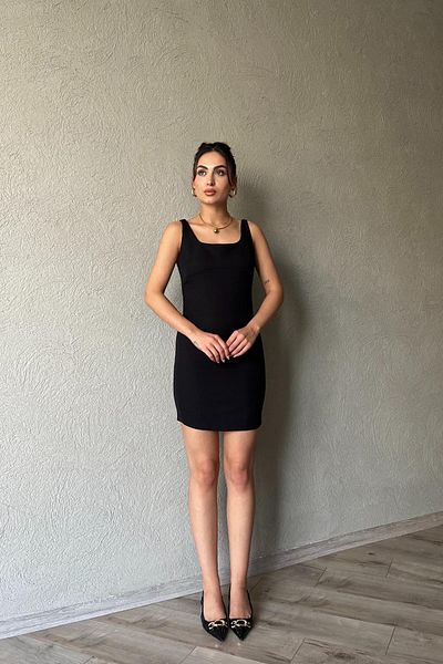 Seda Yalçın Atelier Black Short Dress with Thick Straps