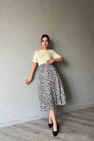 Seda Yalçın Atelier Leopard Patterned Pleated Flared Skirt