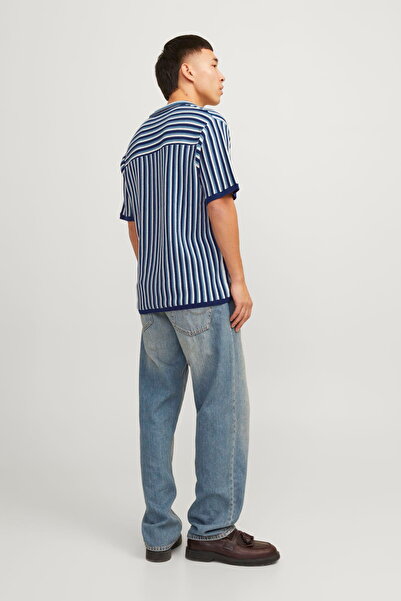 Jack & Jones Men's Polo Neck Striped T-shirt - Blujones