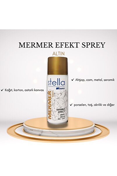 Bianca Stella Mermer Efekti Spreyi 200ml /Kağıt, karton, astarlı kanvas, ahşap, cam, metal, seramik vb.