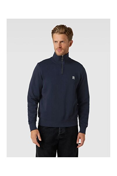 Tommy Hilfiger Erkek Marka Logolu Uzun Kollu Rahat Mavi Sweatshirt MW0MW33647-DW5
