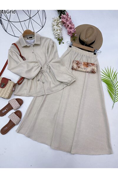 YEDİLALE طقم بدلة بأكمام وتنورة بالون