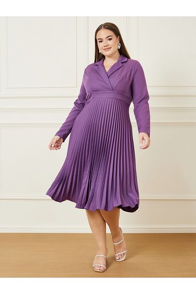 Styli Plus Long Sleeve Blazer Midi Dress