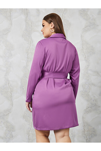 Styli Plus Double Breasted Blazer Mini Dress with Tie Belt