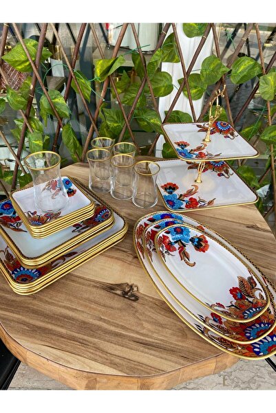 GÜRCÜGLASS KAHVALTI TAKIMI VE SUNUM SETİ 28 PRÇ KARE