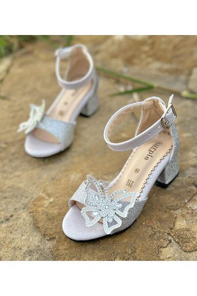 Surpie Shoes Pantofi cu toc pentru fete cu detaliu fluture