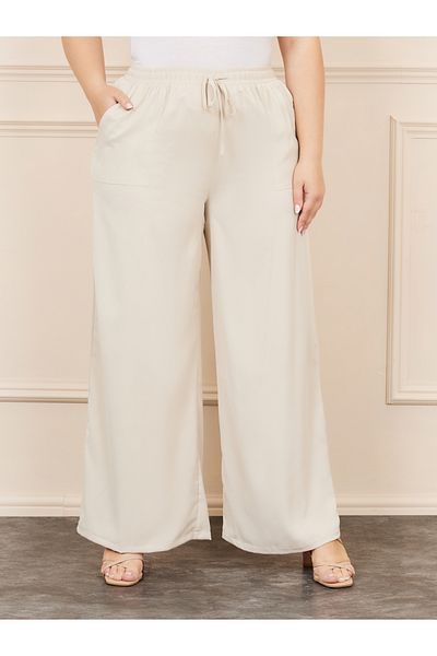 Styli Plus Satin Pocket Detail Straight Fit Pant