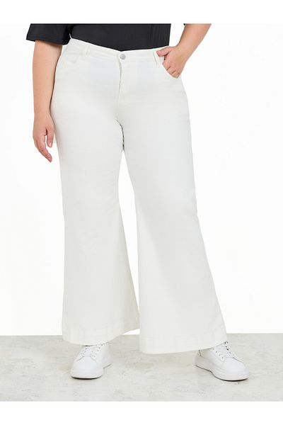Styli Plus Solid Wide Leg Ankle Jeans