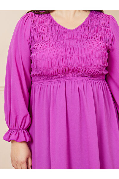 Styli Plus Shirred A-Line Midi Dress