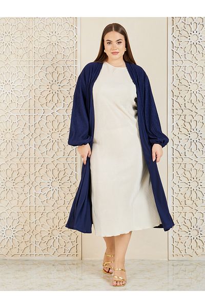 Styli Plus Textured Regular Fit Midi Kimono