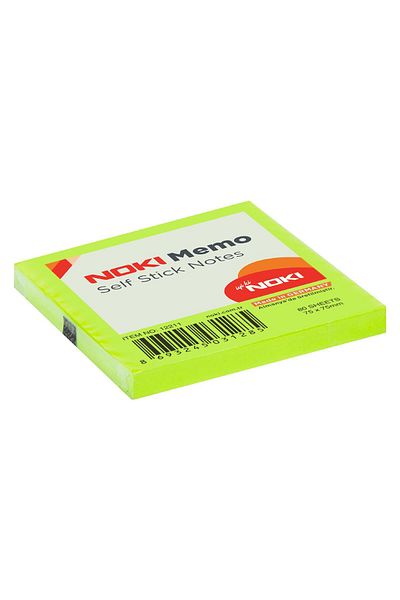 Noki 80 Sheets Green Memo Note Paper - 75x75 mm Adhesive, 12 Pieces 12211