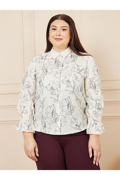 Styli Plus Floral Print Regular Fit Shirt