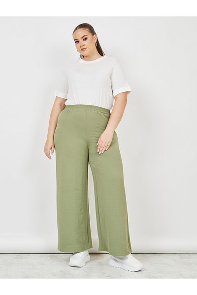 Styli Plus Textured High Rise Wide Leg Pants