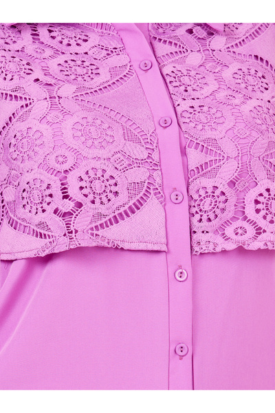 Styli Plus Lace Detail Shirt Midi Dress