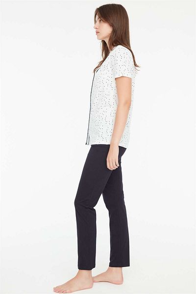Mod Collection - Set pijama cu plăcuță pentru femei, albastru bleumarin, 3874