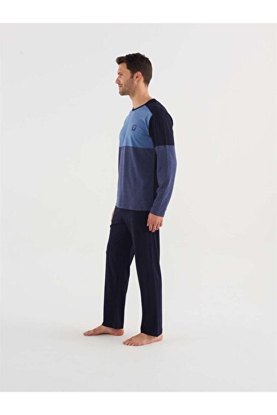 Mod Collection Чоловічий темно-синій піжамний комплект з круглим коміром