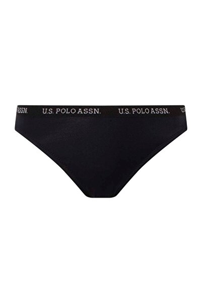 U.S. Polo Assn. Women's Black Thick Edged Elastic Bikini Bottom