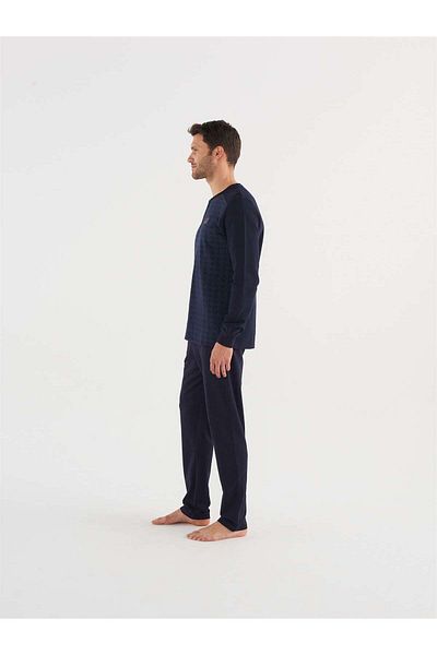 Mod Collection Men's Navy Blue Placket Pajama Set - 023K3.Z.7E.T.5Ag.6Rp Mod Collection