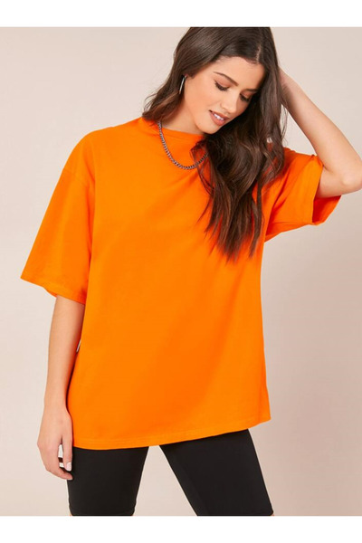 Eldemir Μαύρο βαμβακερό Unisex Oversize Boyfriend T-shirt - Crew Neck