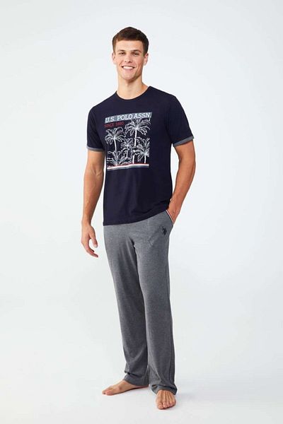 U.S. Polo Assn. Ανδρικό Σετ Πυτζάμες Στρογγυλό γιακά Navy Blue