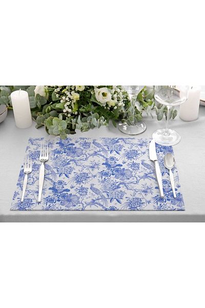 Adawall Set de 4 servicii americane din stofa Blue Garden 35x50cm