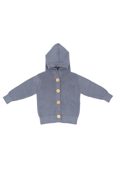 Baboo Blue Hooded Organic Cotton Baby and Kids Cardigan