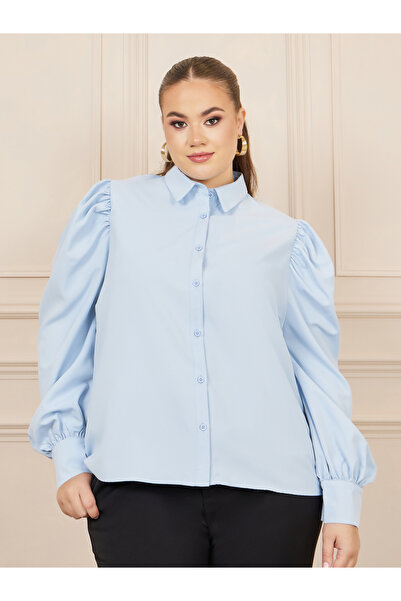 Styli Plus Puff Long Sleeve Button Down Shirt