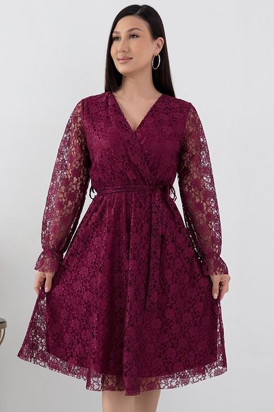 PULLIMM Rochie de seară midi cu guler dublu cu dantelă - 13453