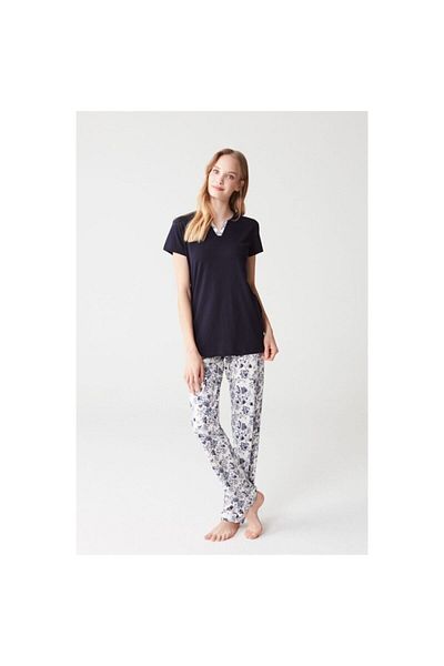 Mod Collection Women's Navy Blue Pajama Set