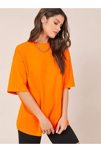 Eldemir Μαύρο βαμβακερό Unisex Oversize Boyfriend T-shirt - Crew Neck