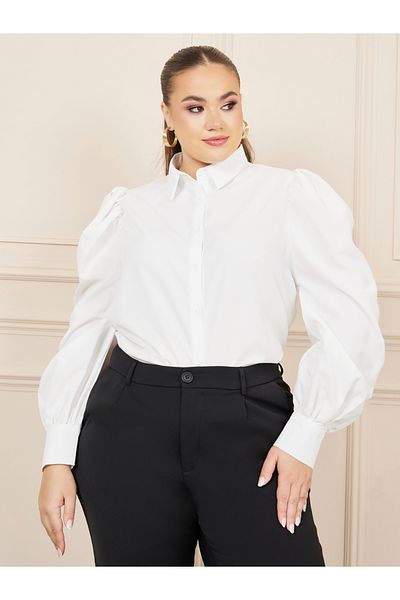 Styli Plus Puff Long Sleeve Button Down Shirt