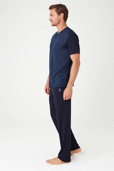 U.S. Polo Assn. 12030 Ανδρικό σετ πιτζάμες με κοντό μανίκι σε μπλε ναυτικό