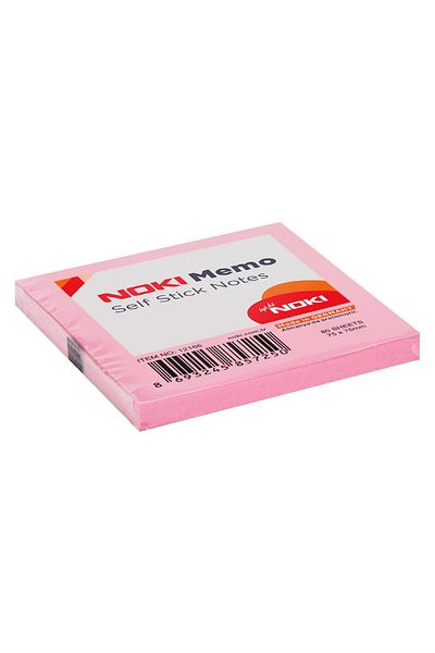 Noki 80 Sheets Light Pink Memo Note Paper - 75x75 mm Adhesive, 12 Pieces 12166