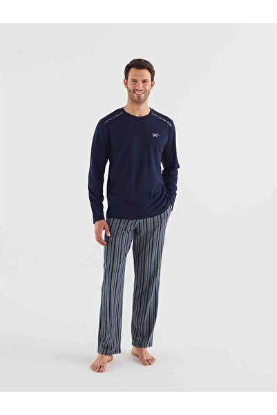 Mod Collection Ανδρικό Σετ Πιτζάμες Στρογγυλό γιακά Navy Blue