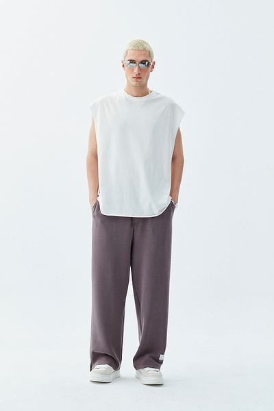 VAMOSCLO Oversize Modal Fabric Tracksuit with Label Detail - Brown