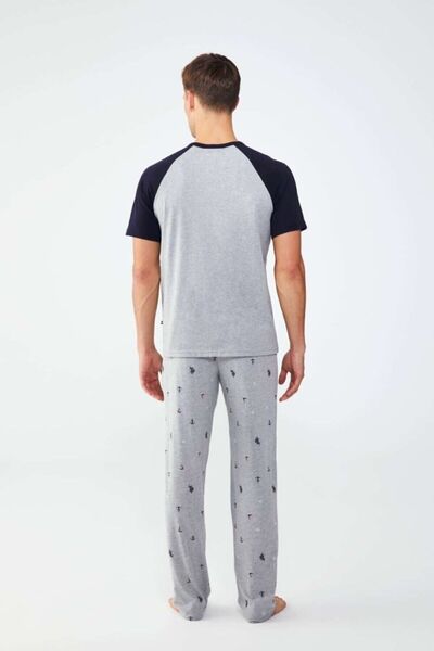 U.S. Polo Assn. Erkek Gri Melanj Yuvarlak Yaka Pijama Takımı