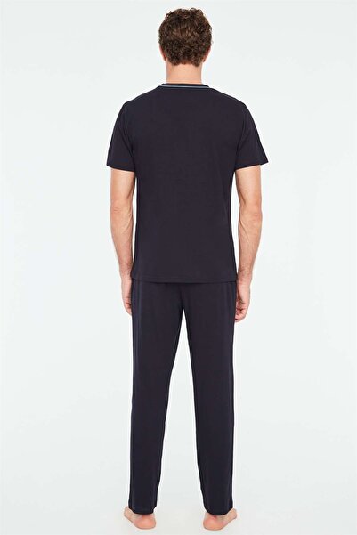 Mod Collection - Erkek Lacivert Yuvarlak Yaka Pijama Takımı