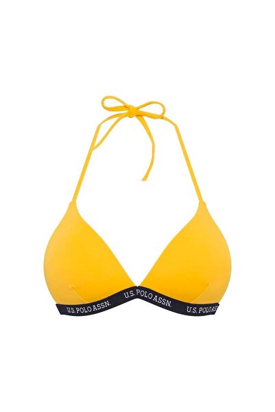 U.S. Polo Assn. Top de bikini căptușit acoperit cu triunghi galben pentru femei