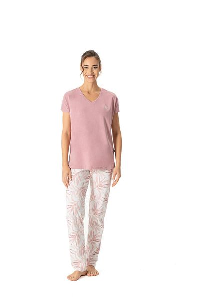 U.S. Polo Assn. Women's Dried Rose V-Neck Patterned Pajama Set 17026