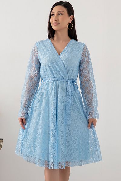 PULLIMM Rochie de seară de mărime mijlocie cu guler dublu cu dantelă - 13453