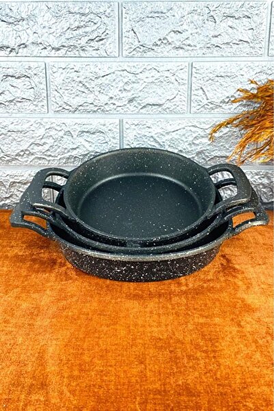 Tiesa Home 3lü Lime Döküm Granit Sahan Tava Seti Çift Kulp 18cm-20cm-22cm