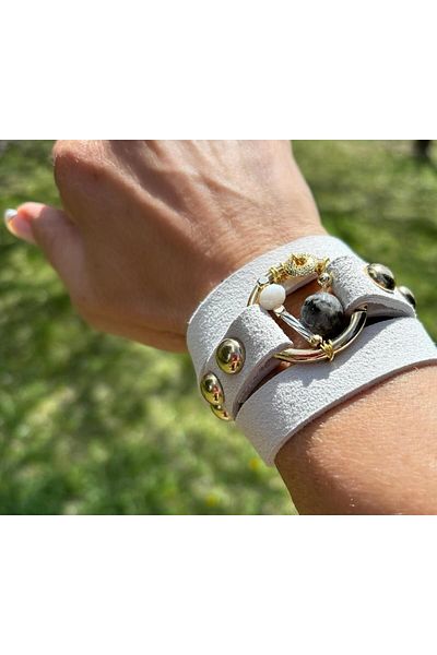 AGG TASARIM Bead Detailed Leather Bracelet