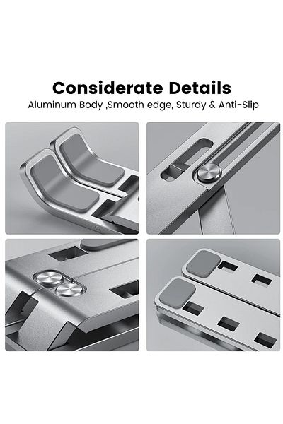 EXENAR Aluminum Foldable Adjustable Tablet Stand - for Desktop Laptop Notebook Laptop