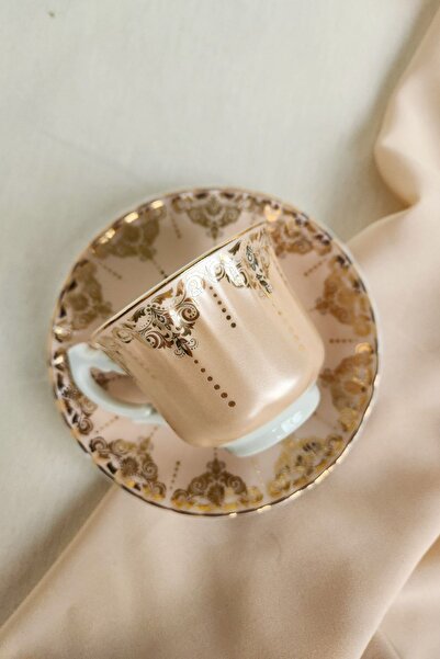 ioadesign Rose Groom Coffee Set: Cup + Water Cup + Ginko Figured Marble Turkish Delight Bowl
