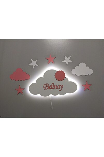 fabrikahşap Çocuk Odası Dekoratif Ahşap Isimli Bulut Gece Lambası Ledli Aydın...