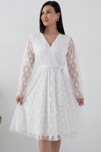 PULLIMM Lace Detailed Double Breasted Collar Midiboy Evening Dress - 13453