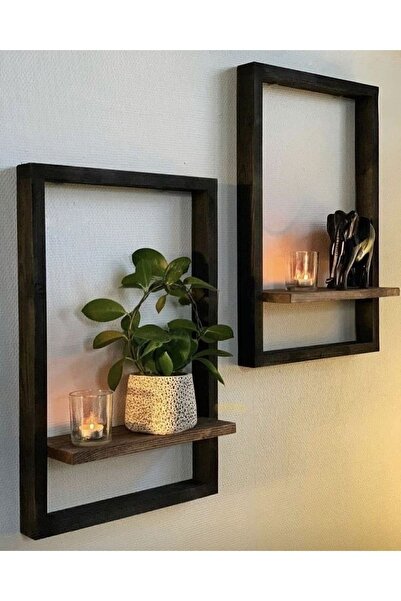 Wooden Factory Ahşap Duvar Rafı 2 Adet