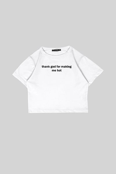 Bak Moda Λευκό Crop Top - Make Boys Cry Printed