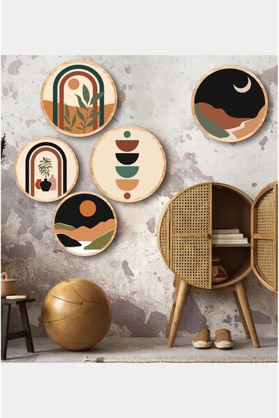 kutuTR Dekorize Mdf 5 Parça Çerçeve Görünümlü Tablo Set 5010