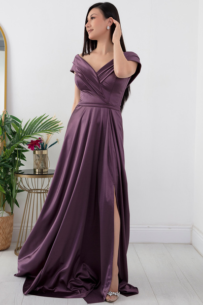 PULLIMM Rochie de seară din satin cu umăr dezactivat - 39654